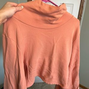 Free people movement cowl neck cropped hoodie with slits in arms